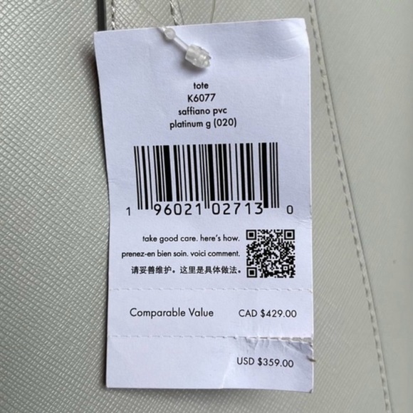 NWT ♠️ Kate Spade ♠️ Platinum gray tote with matching slim bifold wallet - Picture 6 of 6